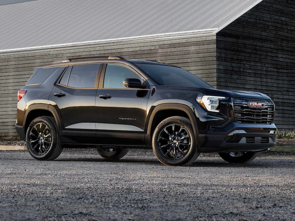 Front Three-Quarter View of a Black GMC Terrain