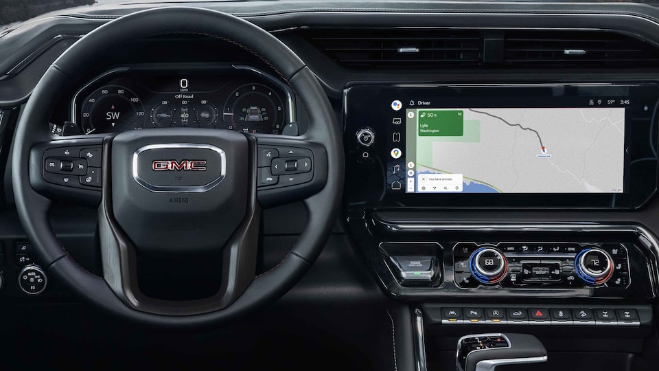 Google Maps Displayed on a GMC Vehicle's Infotainment System