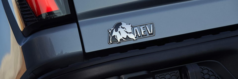 Close-up of the Sierra HD AT4X AEV Rear Tailgate Badging