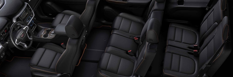 Interior of the 2022 GMC Terrain AT4 SUV's leather seats