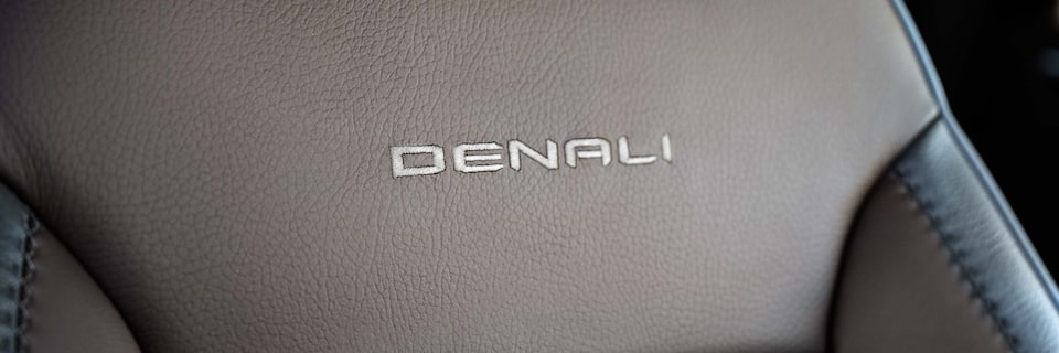 Close-up View of Luxury Leather Seat With Denali Logo Stitching