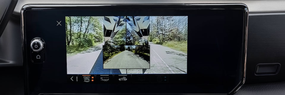 Close-up View of Back-up Trailering Camera View on Infotainment System