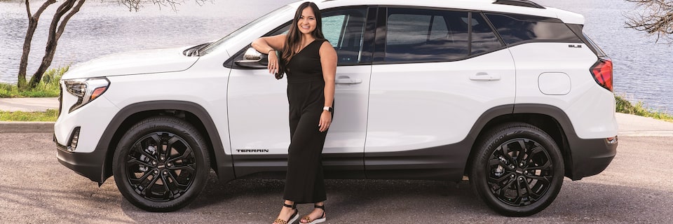 Owner with her GMC Terrain small SUV