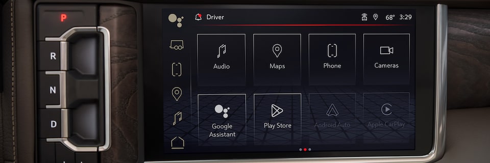 Close-up of the Infotainment Home Screen in a GMC Vehicle