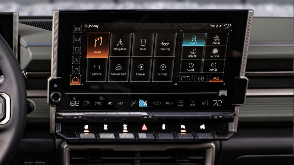 Display Panel Showing All Different Functions Such as Audio, Navigation, Camera, Etc. For GMC Hummer EV SUV