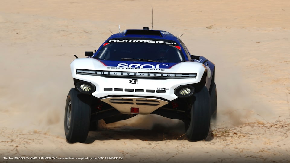 No. 99 SEGI TV GMC HUMMER EV.R Driving on Beach Drifting