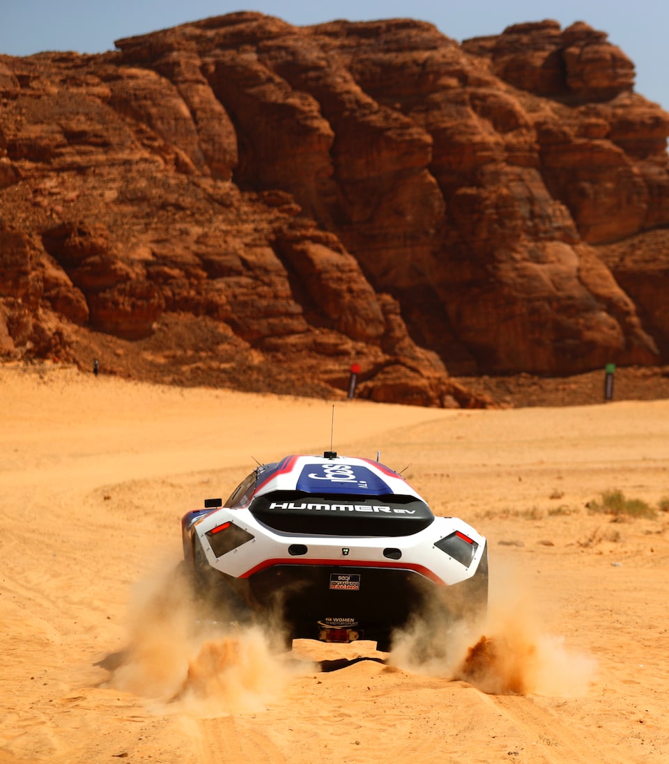 Chip Ganassi Racing with the HUMMER EV Electric Vehicle in Saudi Arabia rear view