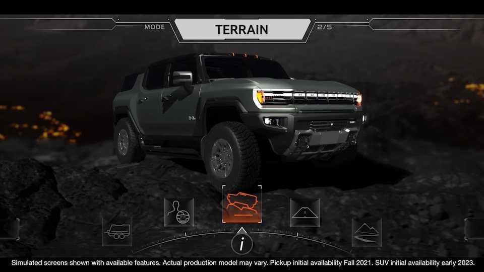 GMC HUMMER EV Driver Mode Selector in Terrain