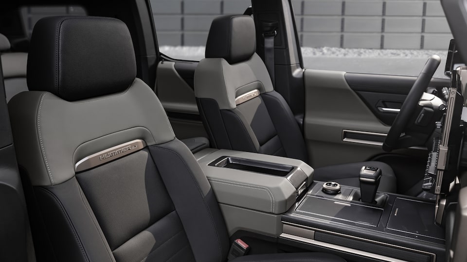 The Spacious Front and Passenger Seating Area of the Hummer EV SUV 