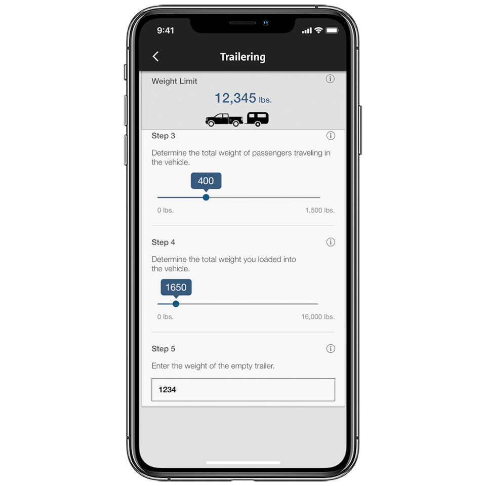 myGMC App Trailering Guide Screen Open on a Smartphone