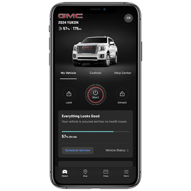 myGMC App Home Screen Open on a Smartphone