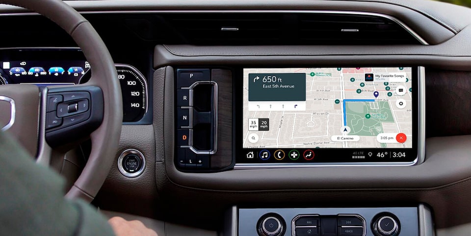 Close-up of Maps Navigation Feature in Use in a GMC Vehicle