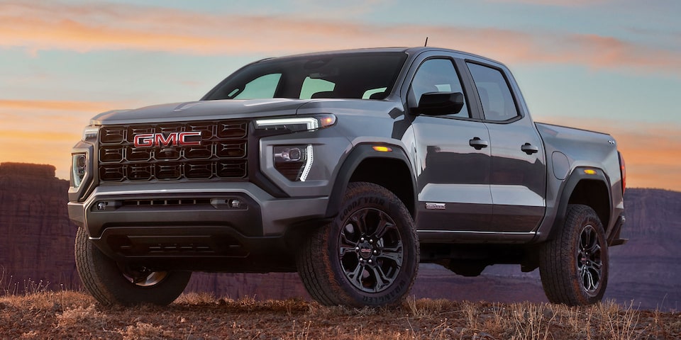 The GMC Canyon Elevation Driving Uphill in the Desert