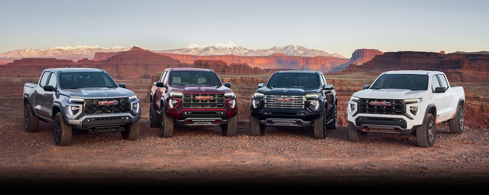 A Lineup of the Full Selection of Trims for the 2024 GMC Canyon