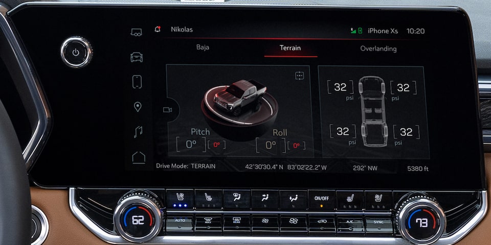 Close-up of the GMC Canyon Infotainment System