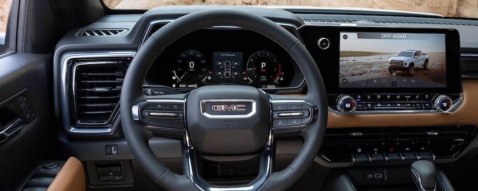 A Driver's View of the Front Interior Cockpit of the GMC Canyon AT4