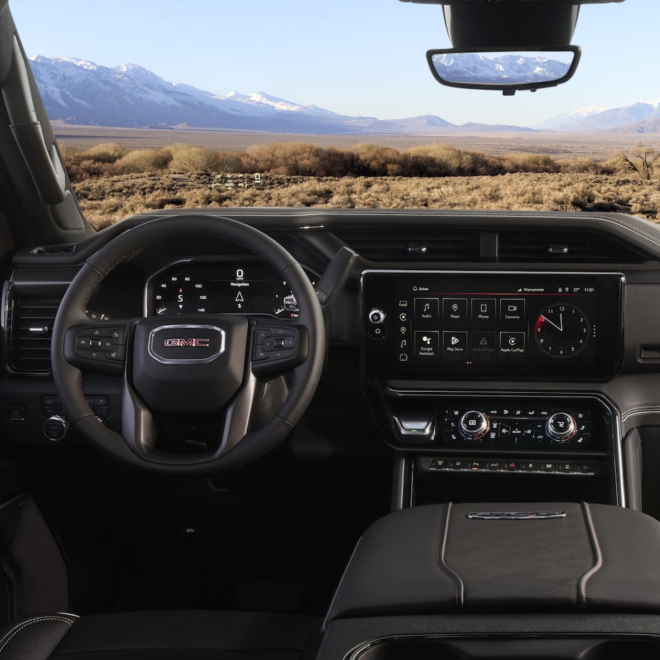 A Driver's View of the Interior of the GMC Sierra HD