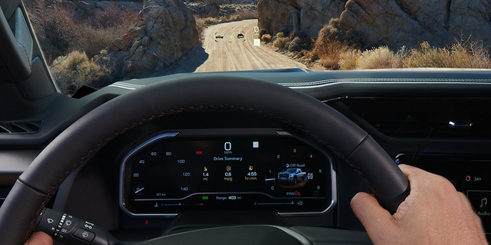 Close-Up on the Head-Up Display on the GMC Sierra HD